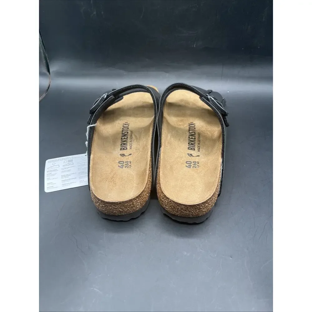 Birkenstock 2 straps adjustable sandals Flip Flops EUR Sz 40 Black NWOB